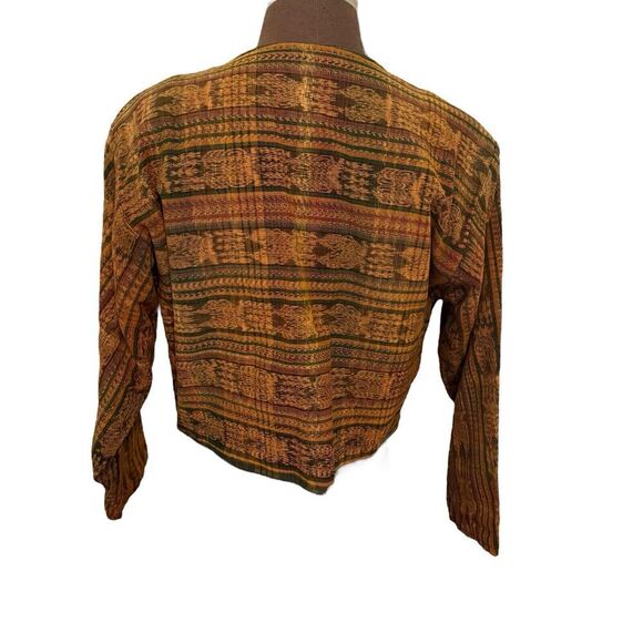 Guatemalan Tapestry Jacket Small Button Front Multi Colored - Picture 3 of 5